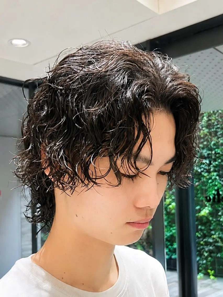 ミディアム パーマ メンズ カット パーマ トリートメント 🇺🇸サーフカール 🇺🇸ケンシロウのヘアスタイル
