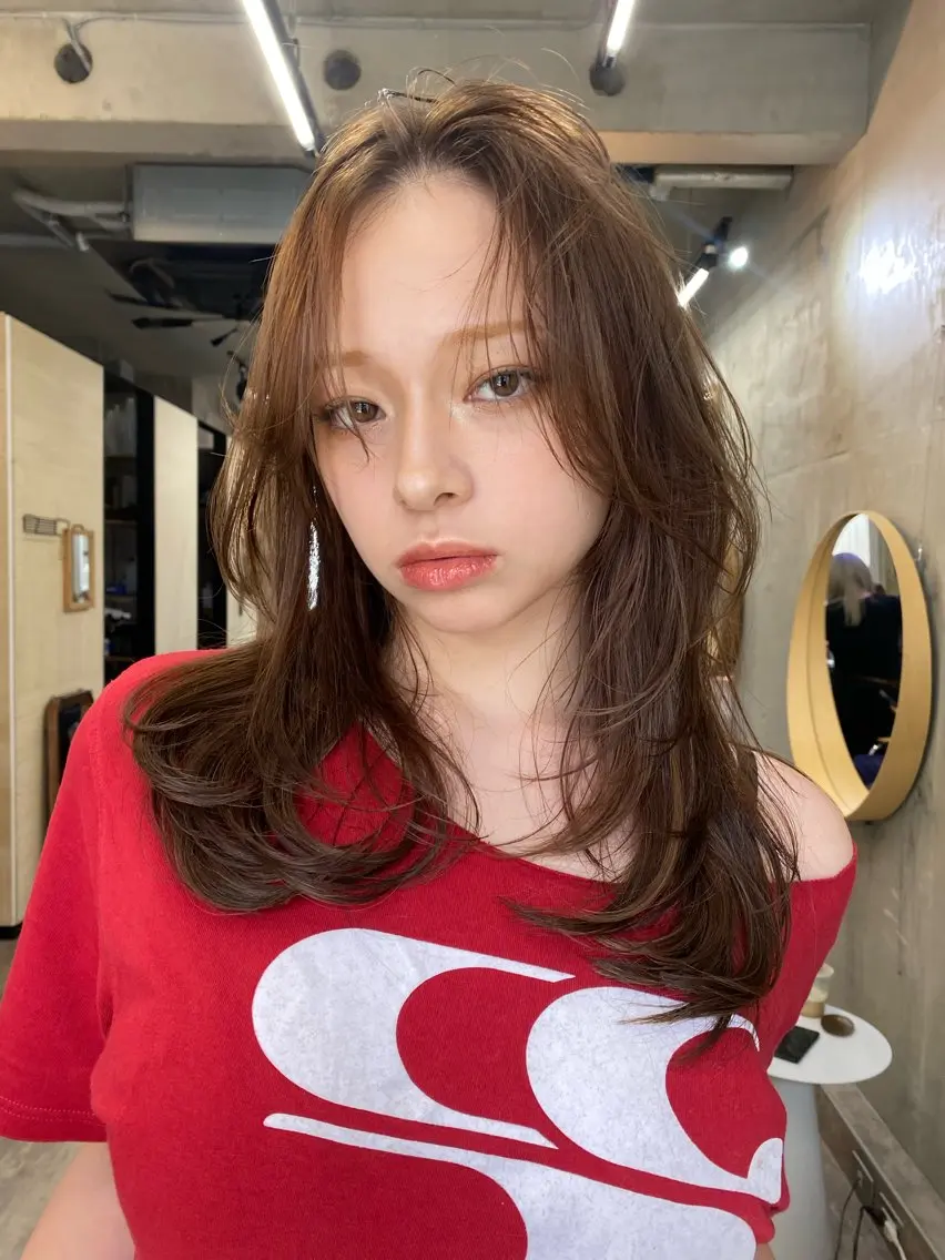 ミディアム カラー ベージュカラー ハイレイヤー レイヤーカット カットモデル募集中 ／HARUKA🎀のヘアスタイル