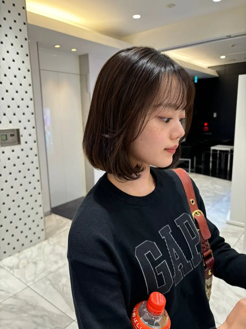 ミディアム パーマ ミディアムパーマ ボブ タンバルモリ レイヤーカット ボブパーマ 🌷ヨシカワハナコのヘアスタイル