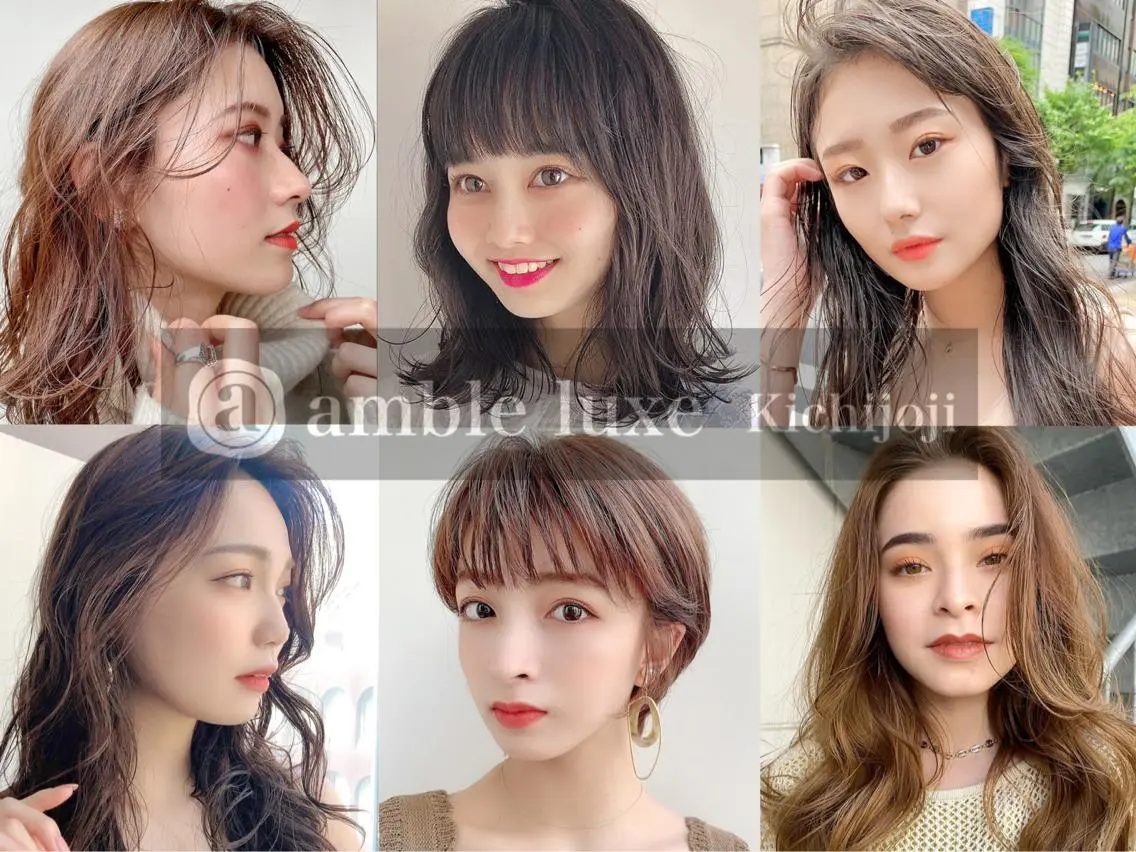 セミロング カラー パーマ ヘアアレンジ 【公式】amble luxe池袋東口🩷のヘアスタイル