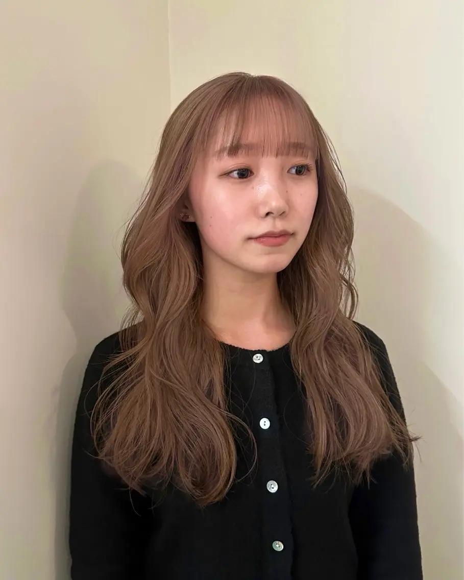 セミロング カラー ベージュカラー ピンクカラー 透明感カラー/中崎町 fukaのヘアスタイル