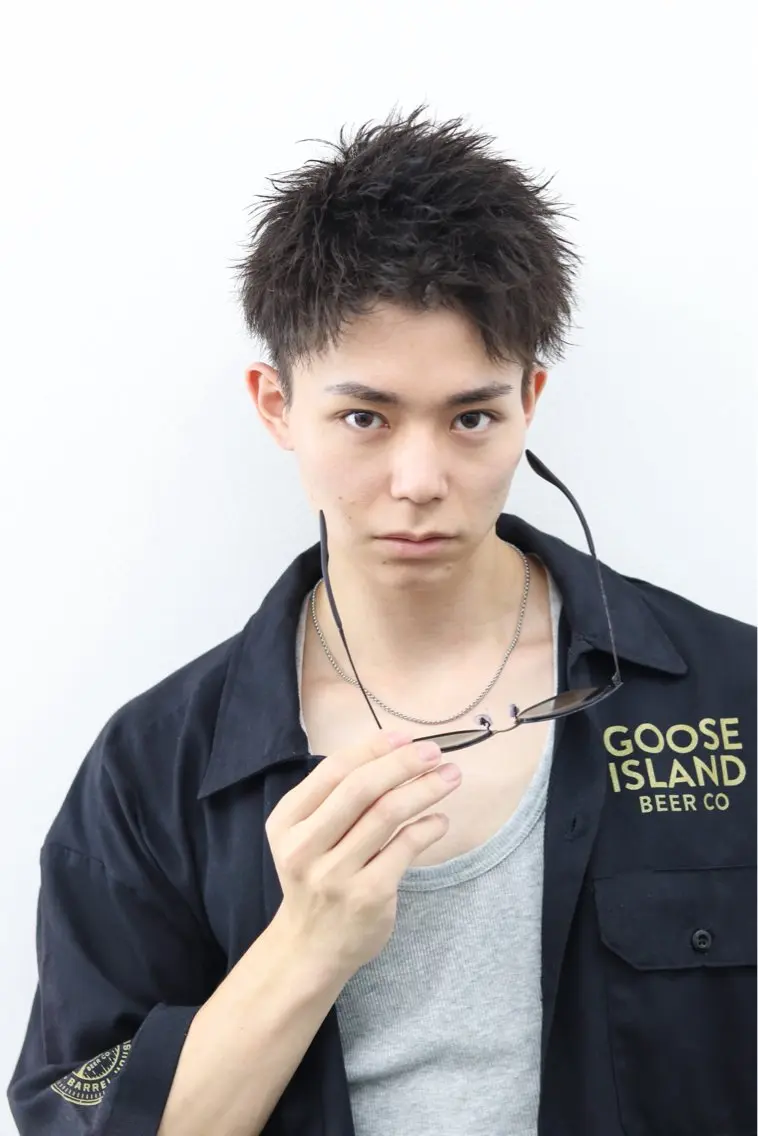 ヘアアレンジ メンズ カット ヘアセット メンズフェザー毛流れ パーマASHU渋谷のヘアスタイル