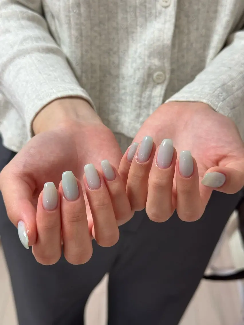 ネイル アートネイル オーロラネイル チークネイル フレンチネイル ガラスフレンチ ハンドネイル 🎀🎀YooLi Nail Salonのネイルデザイン