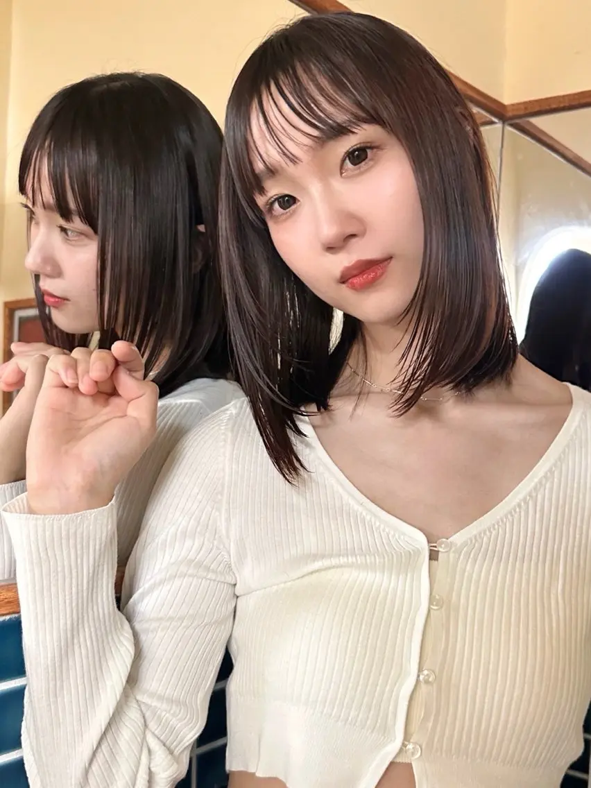 ミディアム カット ヘアカラー トリートメント 岩本 陽介のヘアスタイル