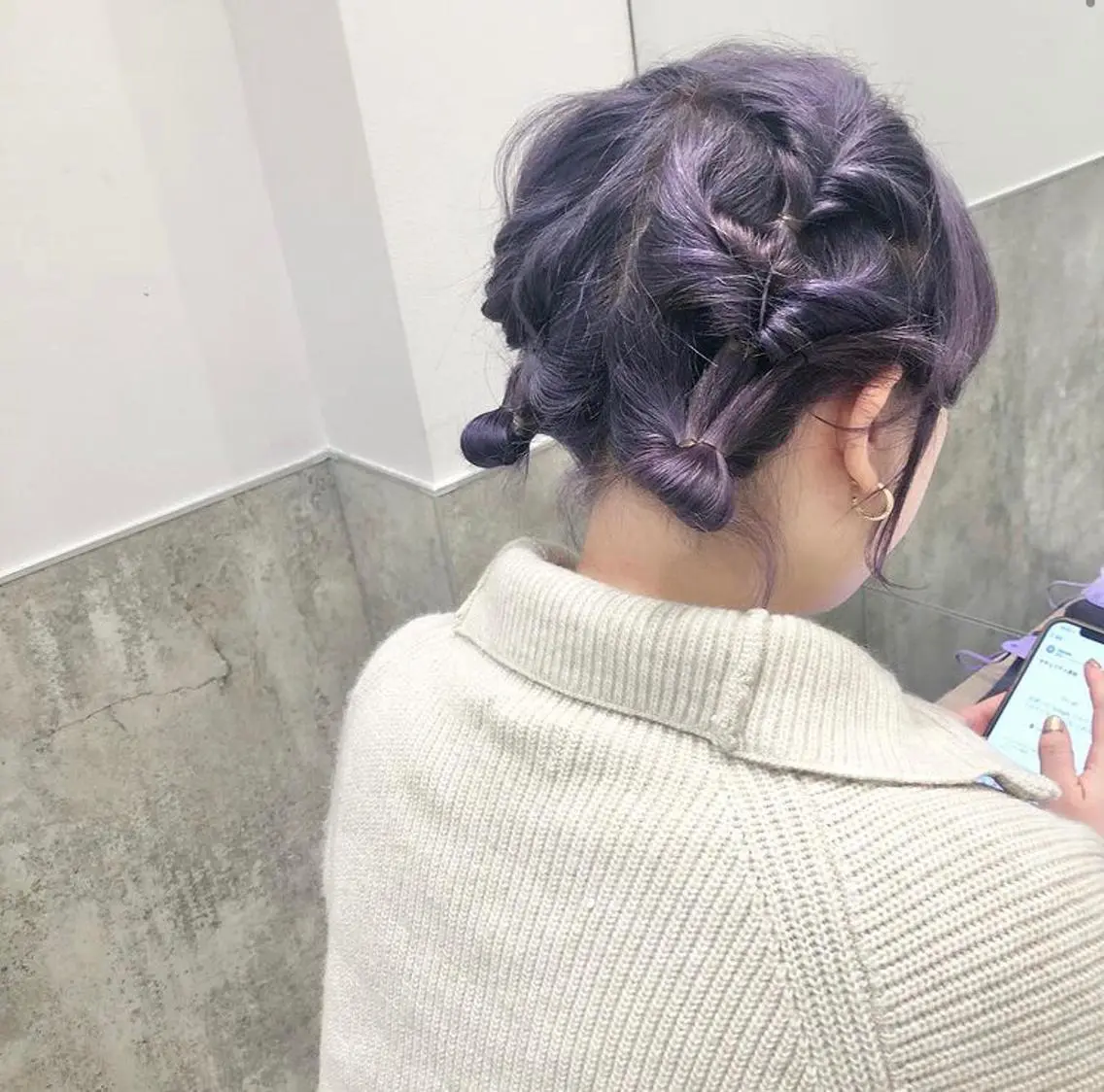 ミディアム カラー パーマ ヘアアレンジ メンズ キッズ グレージュ パープルカラー パープルグレージュ カット ヘアカラー トリートメント stylist 🌸 kana.のヘアスタイル