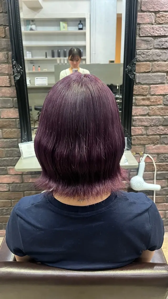 ショート カラー カシス Glimpseあやね 🎀大濠/髪質改善のヘアスタイル