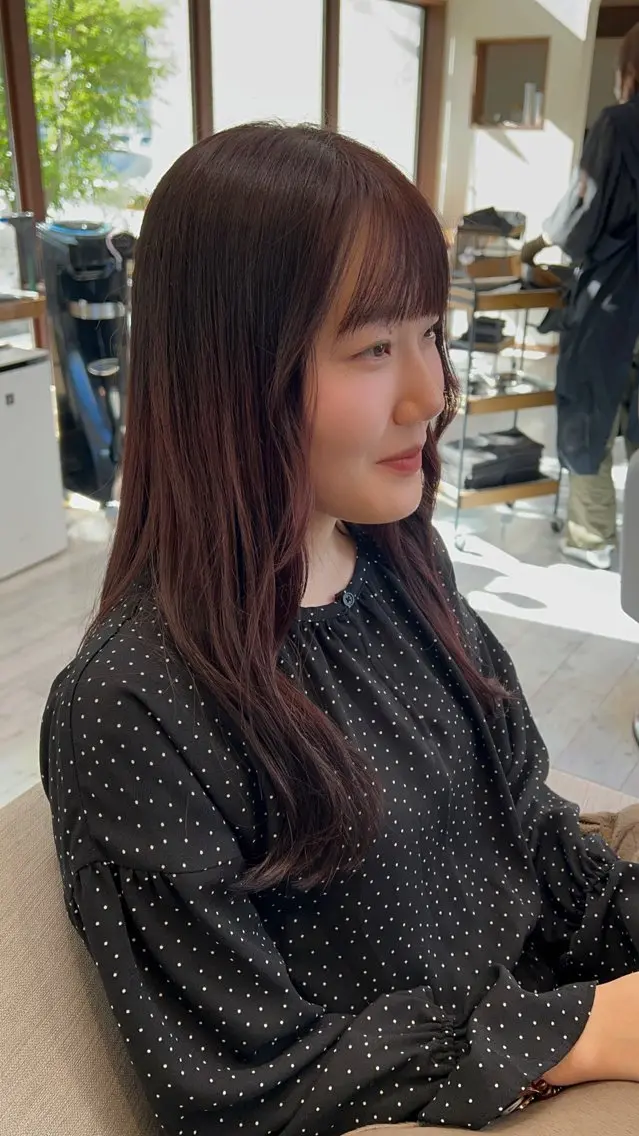 ロング カラー ブラウンカラー ピンクカラー カット ヘアカラー むらたナチュラルパー マ🌀透明感カラーのヘアスタイル
