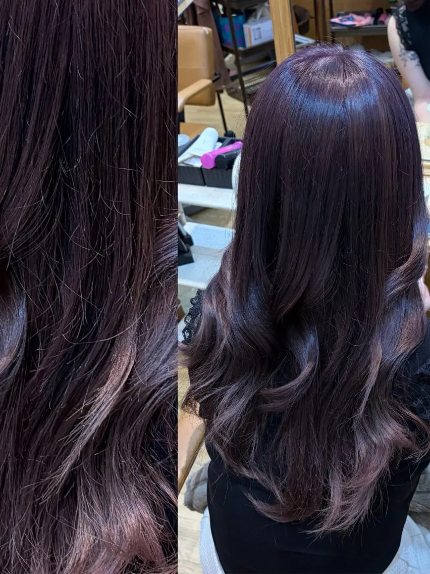 ロング カラー ヘアカラー トリートメント 👑髪質改善Wカラー 👑アユカのヘアスタイル