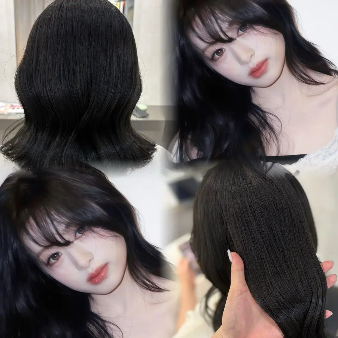 ミディアム カラー ヘアアレンジ アッシュ アッシュグレー アッシュグレージュ 黒髪 ブルーカラー ヘアカラー 透明感ｶﾗｰ/顔周り ｶｯﾄ🌸ｻｸﾗ🌸のヘアスタイル