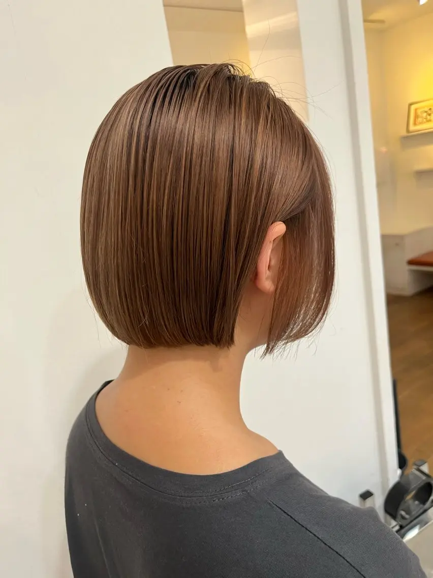 ショート ボブ カット ヘアカラー トリートメント 無料カットモデル‪✨ ✂️Nanami🌷のヘアスタイル