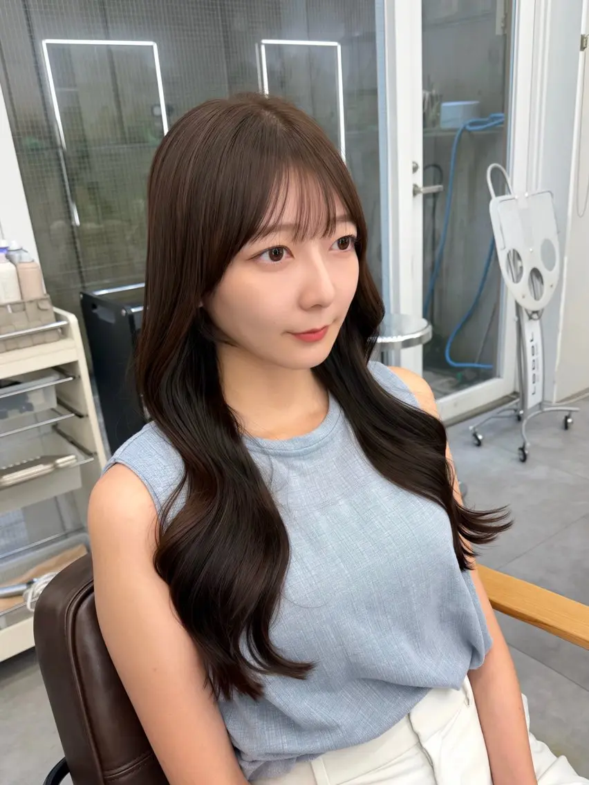 ロング くびれヘア レイヤーカット ロング カット ヘアカラー トリートメント 🧡くびれヘア/前髪 顔周り🧡久原結衣のヘアスタイル