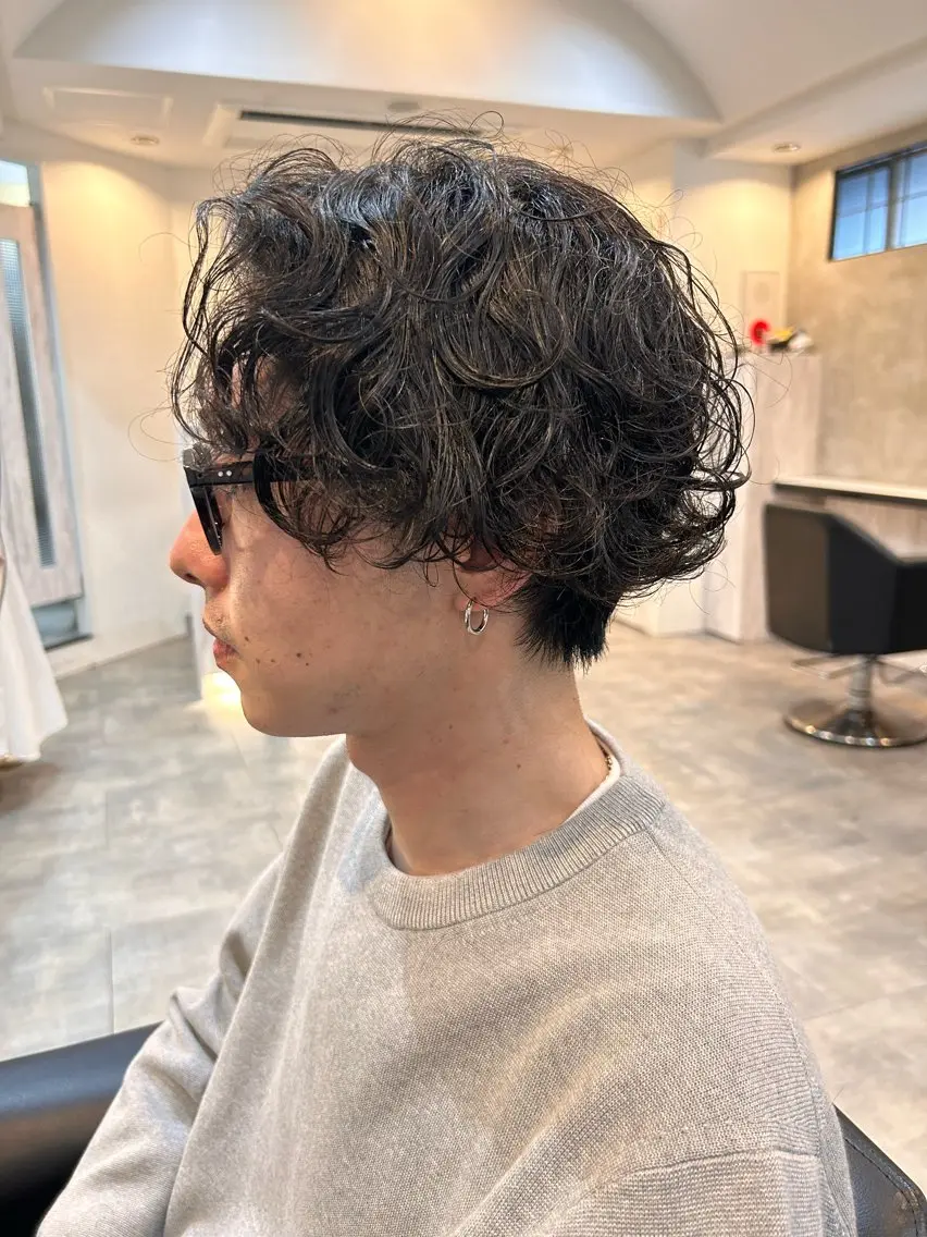 ショート パーマ メンズ カット パーマ 奈良 優輝のヘアスタイル