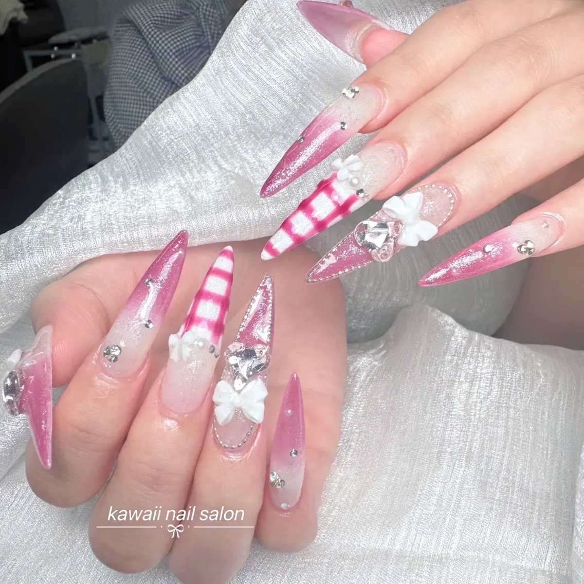 ネイル チークネイル ドット フレンチネイル 韓国ネイル レース Kawaii _Nailのネイルデザイン