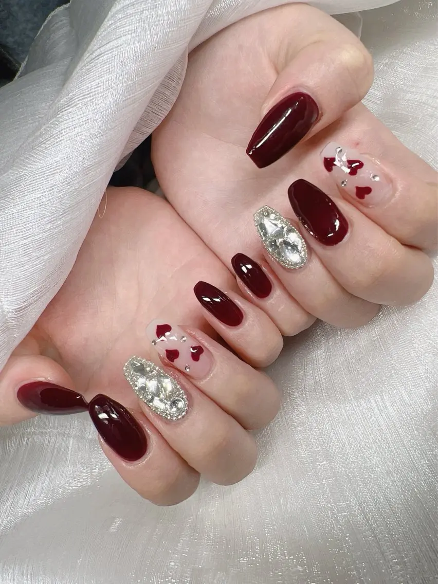 ネイル 長さ出し グラデーション 卒業式 キラキラネイル マグネットネイル ハンドネイル Lee Nails チップ長さだし専門店のネイルデザイン