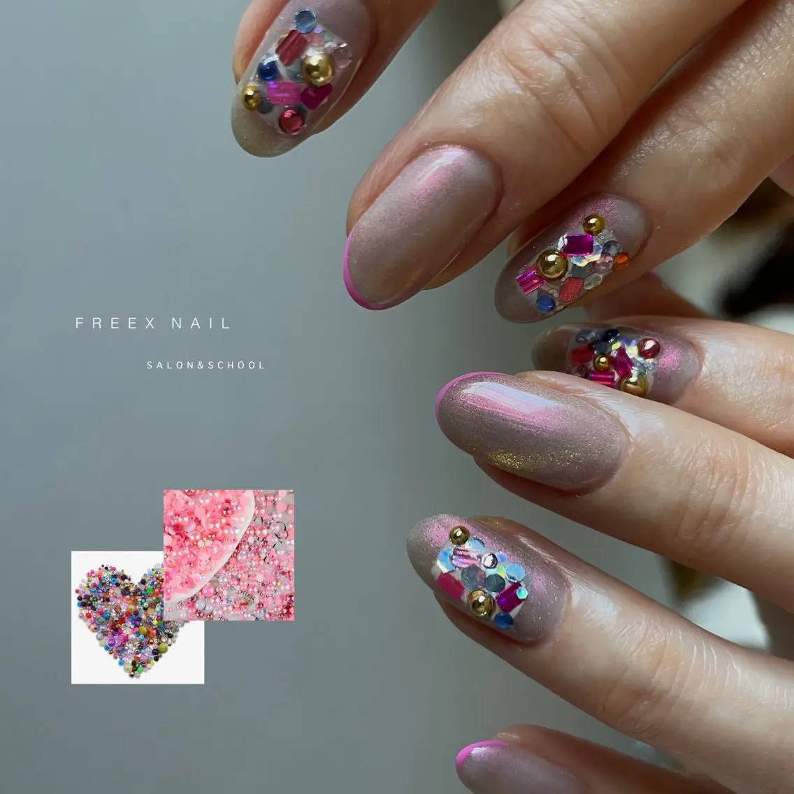 ネイル フレンチネイル ピンク ハンドネイル ハンドケア freex nail /ニュアンス/個性派のネイルデザイン