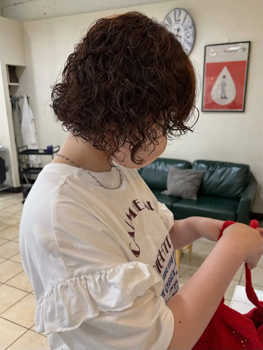 ミディアム パーマ カット パーマ ボブパーマ/ スズキユウナのヘアスタイル