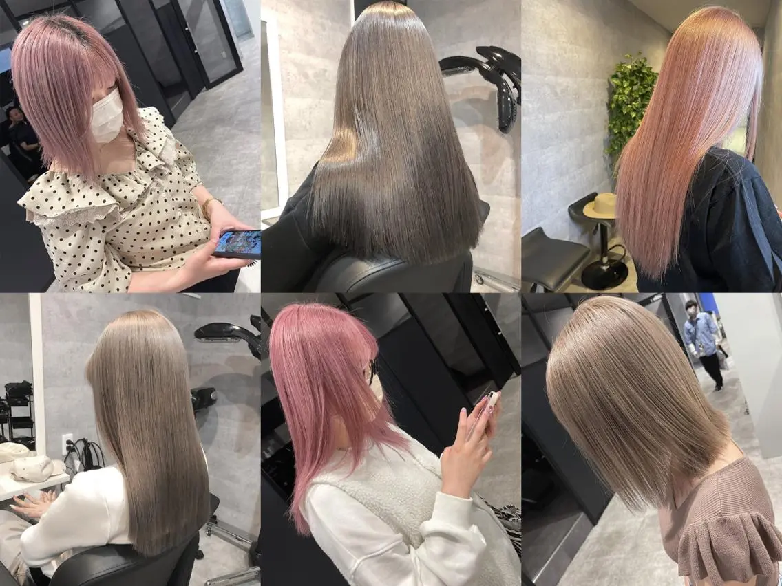 セミロング カラー アディクシーカラー バレイヤージュ 黒髪 ブリーチ ダブルカラー カット ヘアカラー トリートメント _WHITE鳳店 アンダーバーホワイトのヘアスタイル