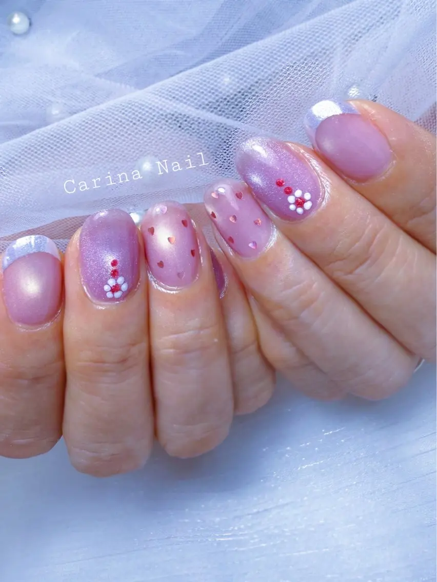 ネイル ハート マグネットネイル Carina Nailのネイルデザイン