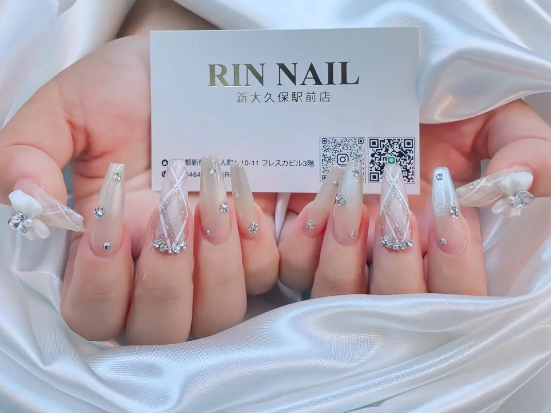 ネイル アートネイル フレンチネイル キラキラネイル 韓国ネイル マグネットネイル ハンドネイル Rin Nail 新大久保店のネイルデザイン