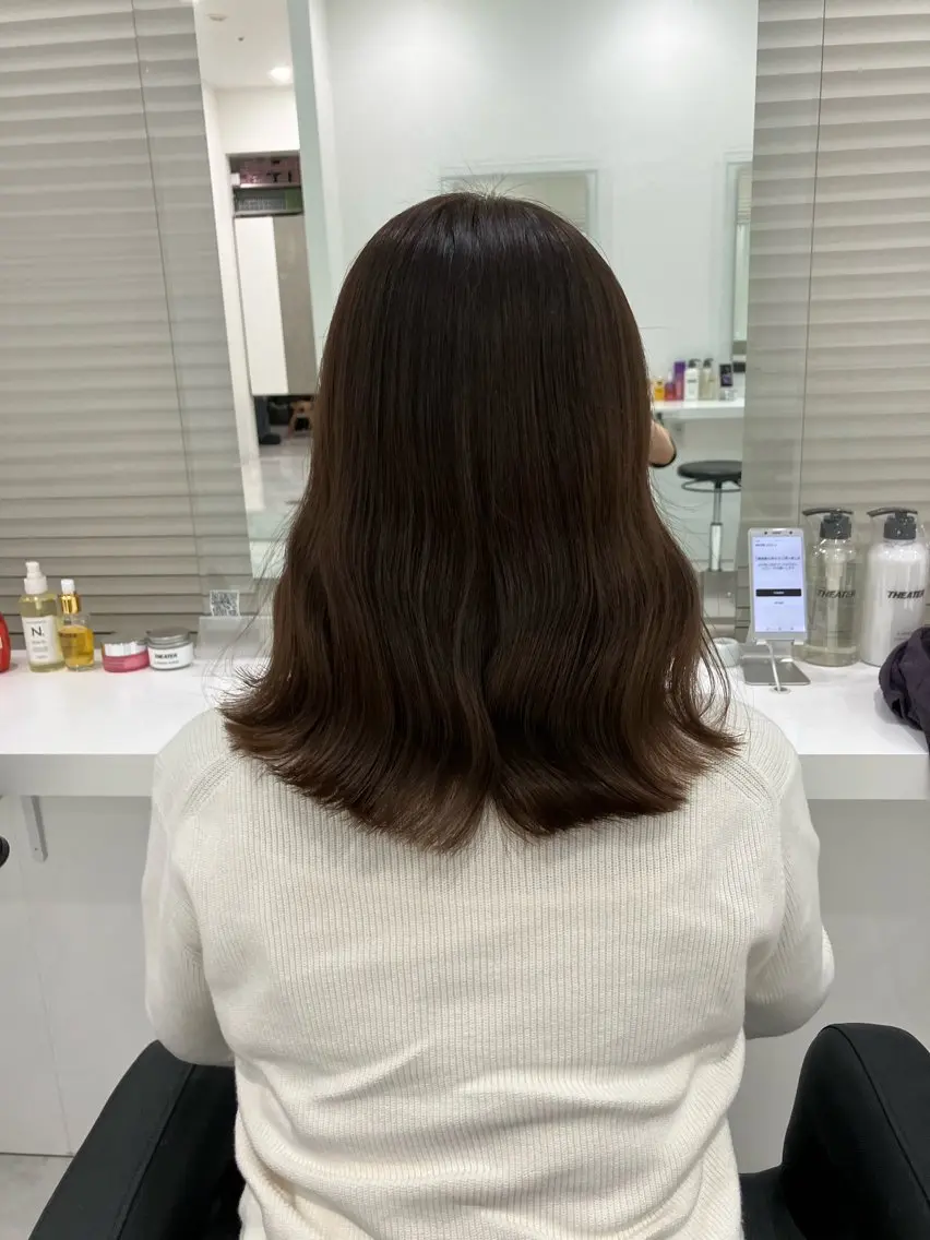セミロング カラー ヘアアレンジ 💓色落ちまで綺麗な 垢抜けカラー💓のヘアスタイル