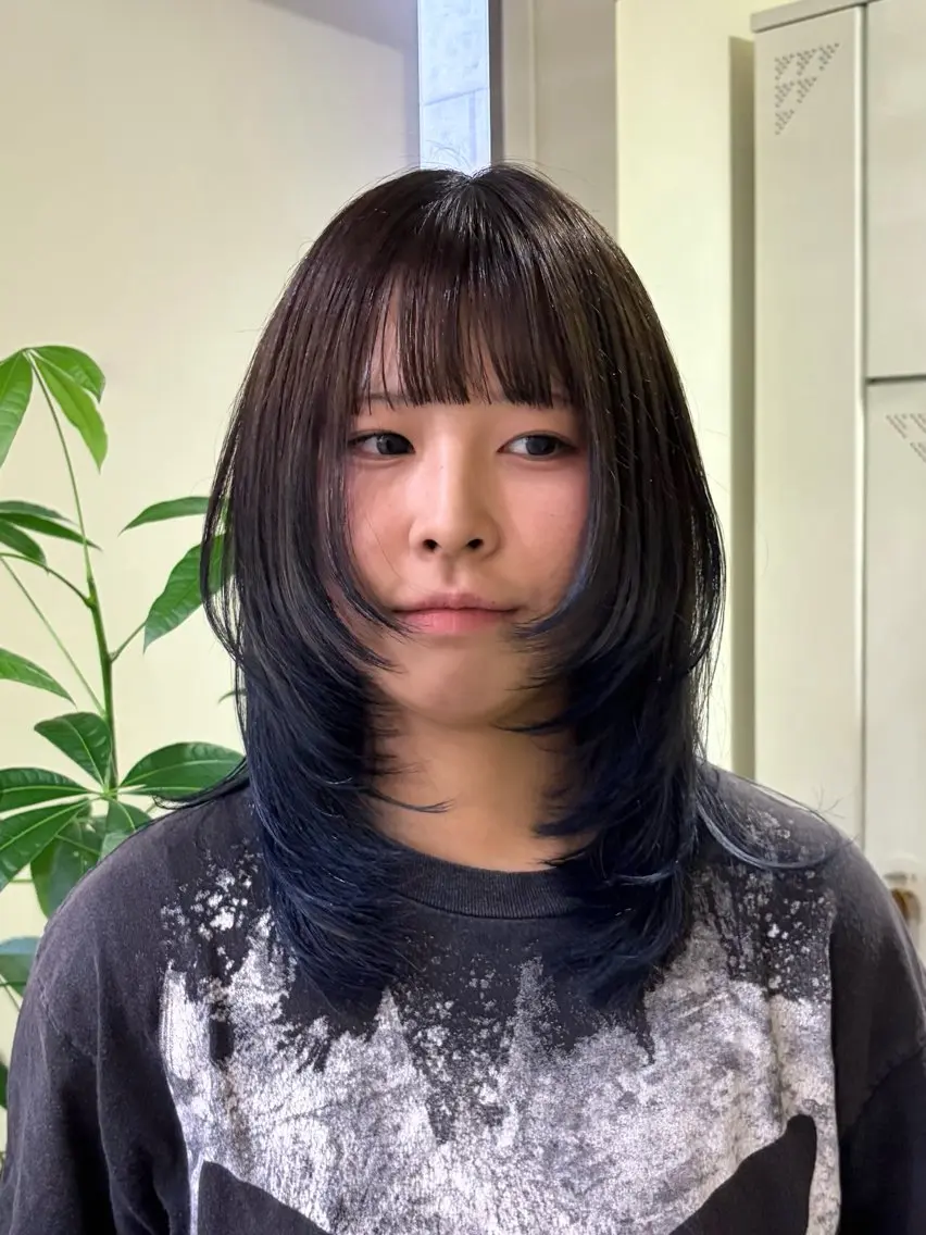 ミディアム カラー レイヤーカット カット ヘアカラー sana/レイヤー /ボブ/透明感カラーのヘアスタイル