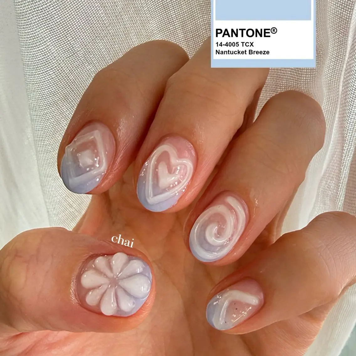 ネイル ブルー 韓国ネイル ぷっくりネイル ハンドネイル chai nail +  eye📍鶴橋のネイルデザイン