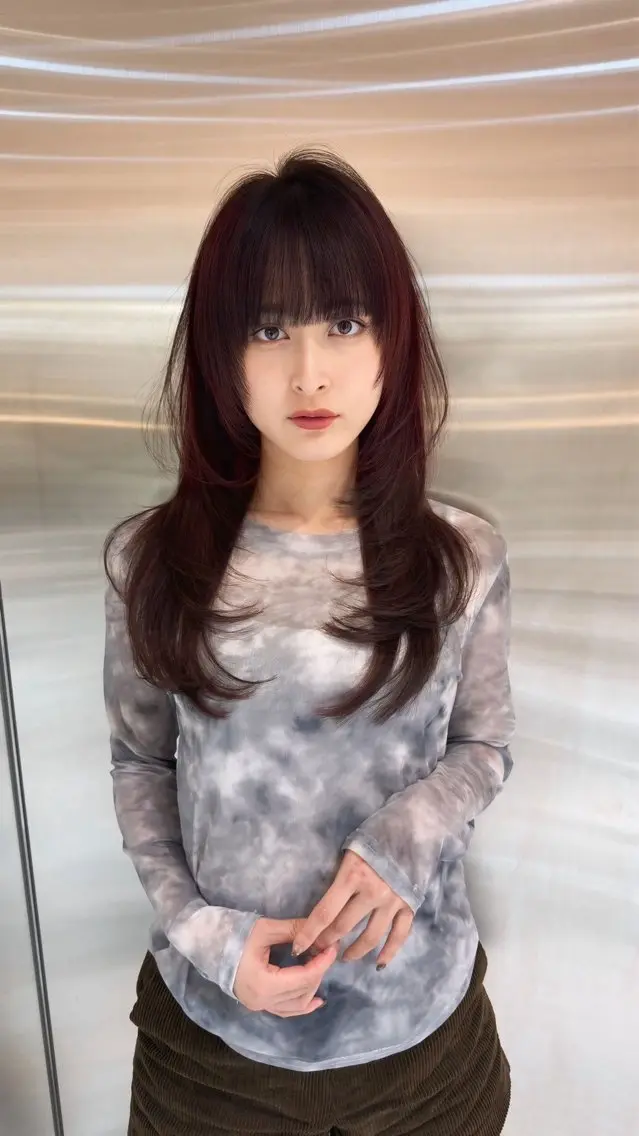 ロング カラー ブラウンカラー ショコラブラウン ハイレイヤー レイヤーカット レイヤーカット/ 縮毛矯正/TERUのヘアスタイル