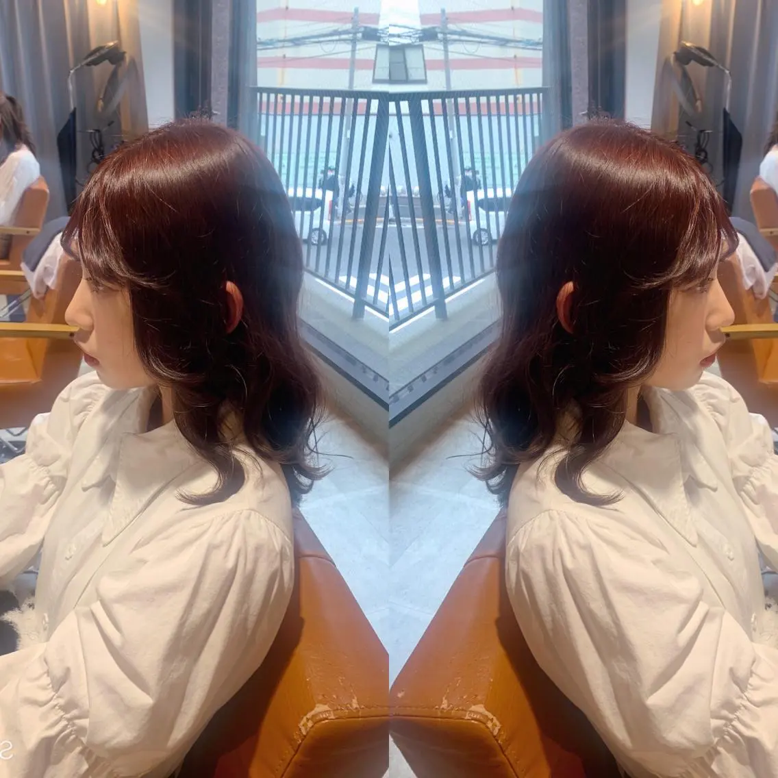 セミロング カラー ブラウンカラー 韓国🇰🇷 ✂︎hair 内田愛のヘアスタイル
