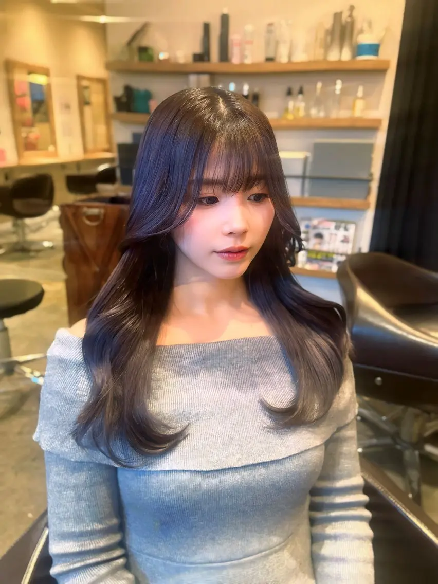 ロング カラー グレージュ ラベンダーカラー ラベンダーグレージュ ラベンダーグレー ハイレイヤー カット ヘアカラー トリートメント 店長✨髪質改善✖️ 透明感カラー／純大のヘアスタイル