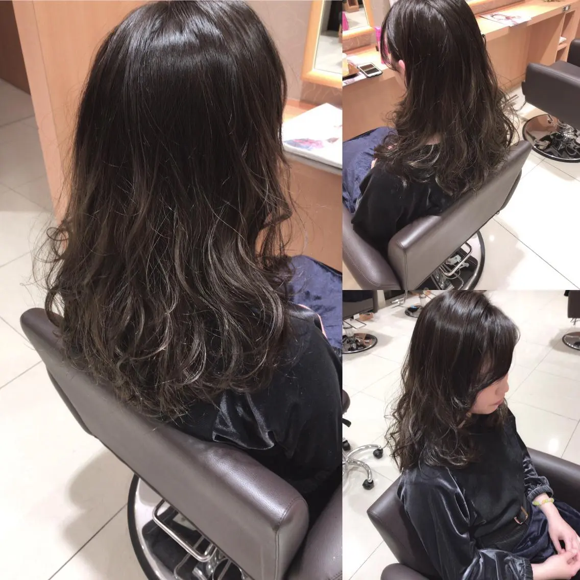 セミロング ロング カラー パーマ イルミナカラー レイヤーカット匠 イソザキノリユキのヘアスタイル