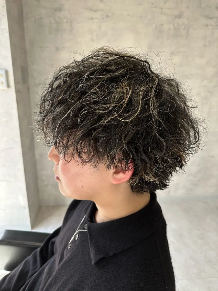 カラー パーマ メンズ メンズハイライト ハイライトカラー ユウ🪄 パーマ指名No1のヘアスタイル