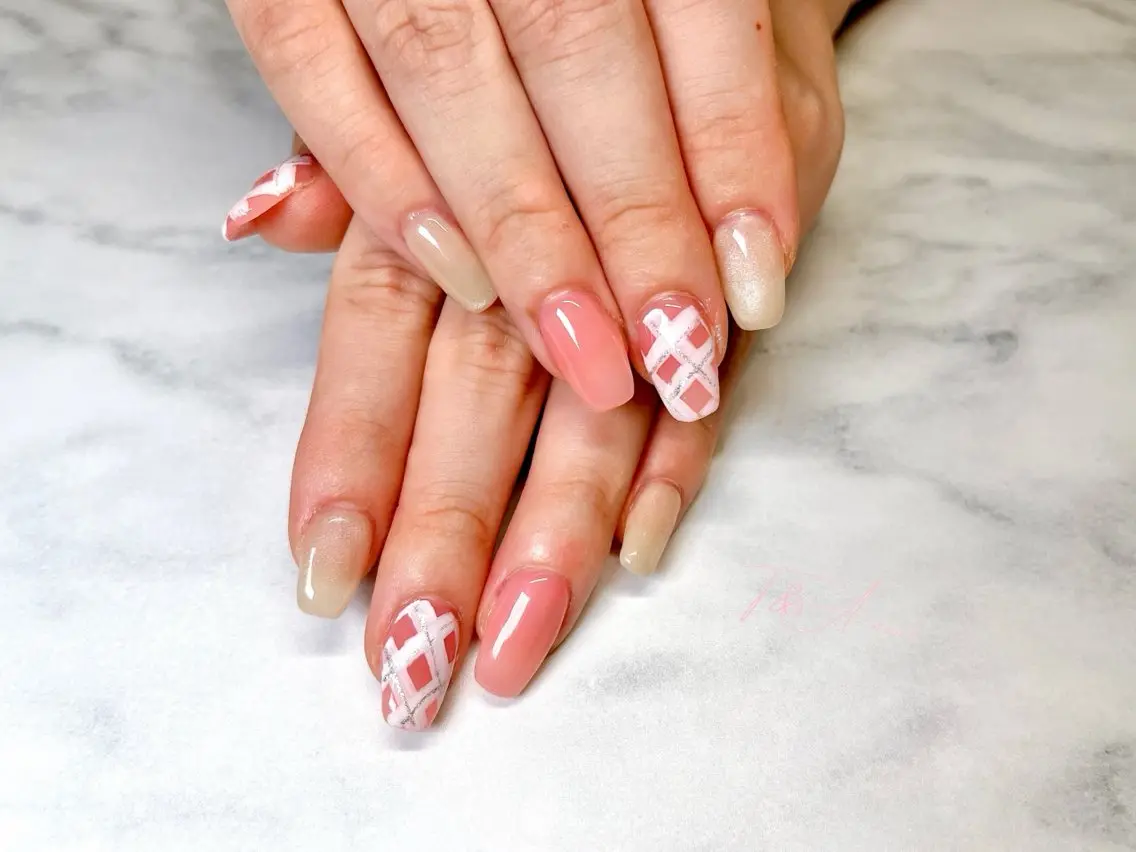 ネイル 長さ出し ジェルネイル ピンク スカルプネイル 冬ネイル T&A nailのネイルデザイン