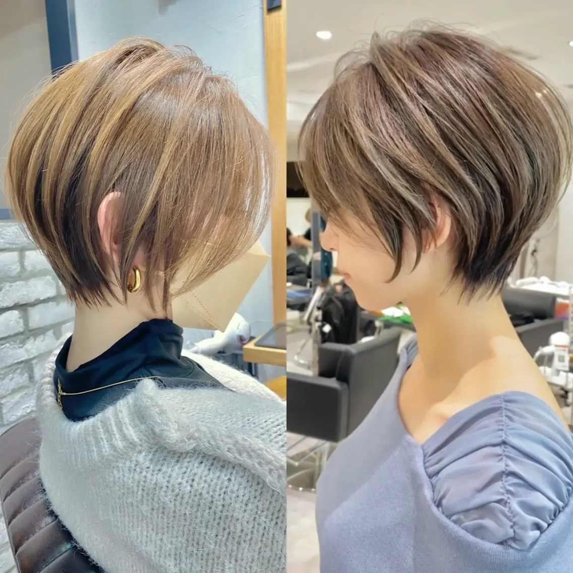 ショート カラー くびれヘア ショートヘア カット ヘアカラー トリートメント 【表参道】小顔ショー ト /丸みボブ/荒砂のヘアスタイル