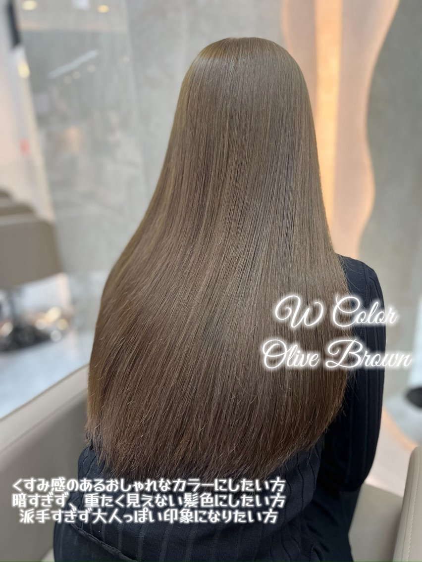 セミロング カラー ブリーチ ブラウンカラー ダブルカラー オリーブブラウン ヘアカラー トリートメント 🍑ももか🍑透明感 カラー/赤羽🎀のヘアスタイル