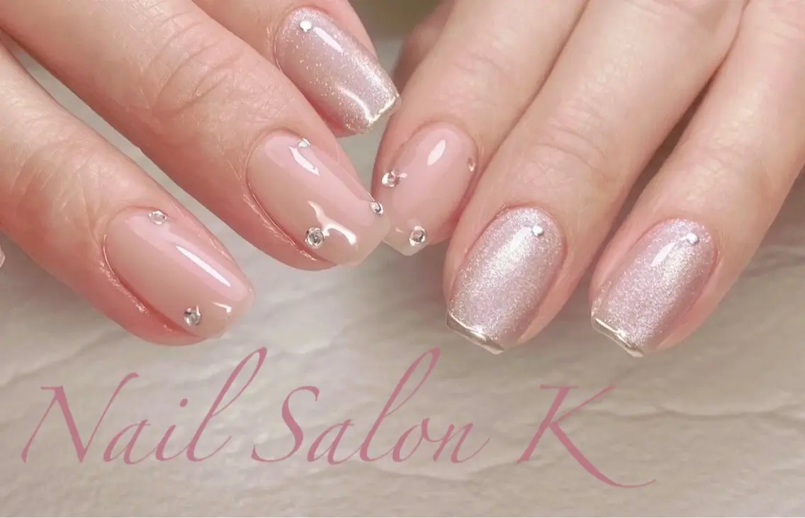 ネイル アートネイル フレンチネイル マグネットネイル ミラーネイル ストーンネイル ハンドネイル Nail Salon K 🧸美爪育成のネイルデザイン