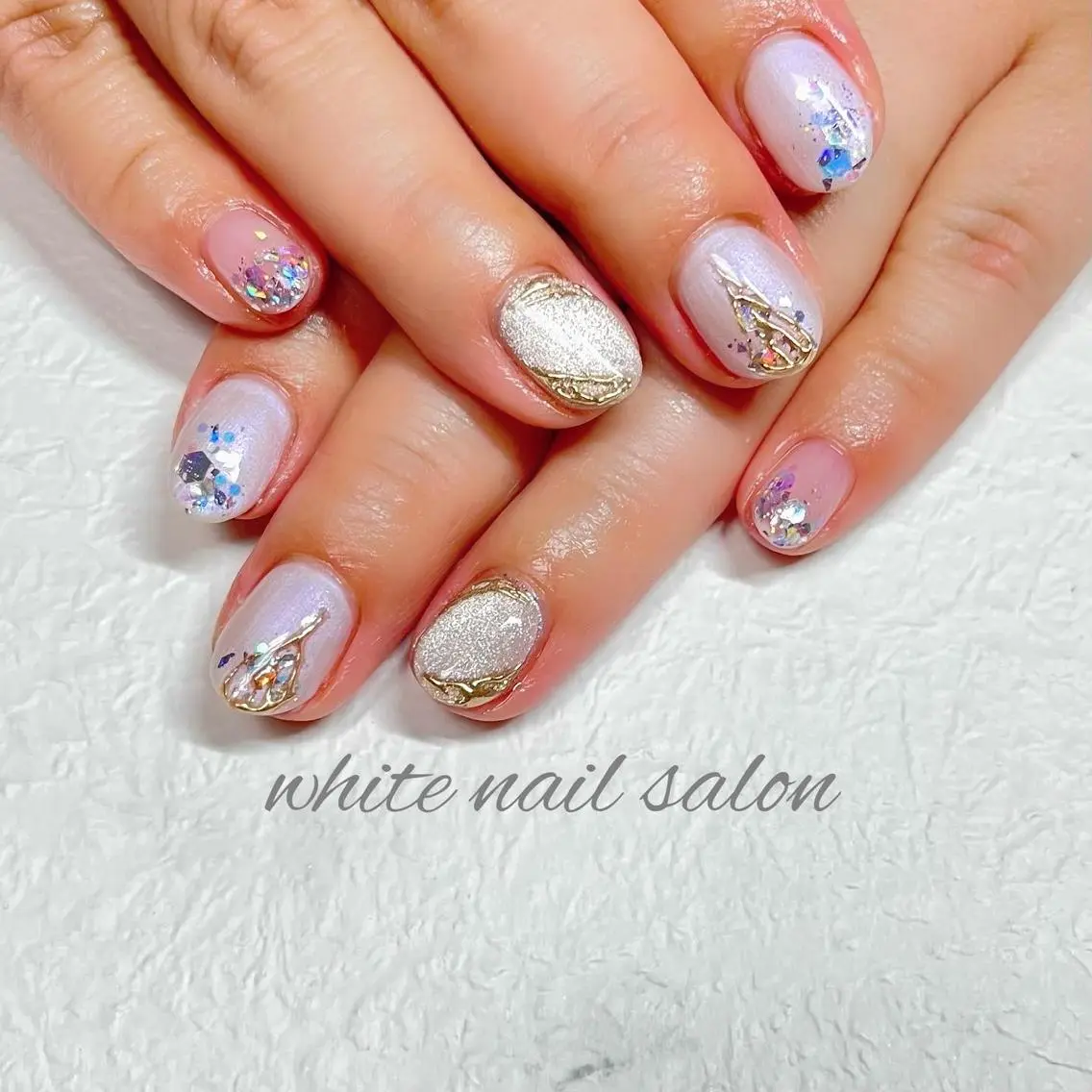ネイル ジェルネイル ハードジェル ラメ(グリッター) 持ち込み ソフトジェル ハンドネイル white nail salonのネイルデザイン