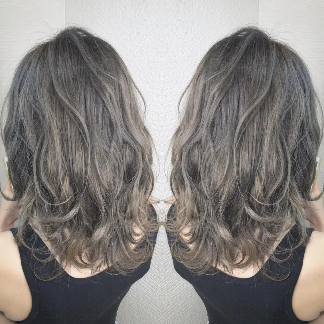 セミロング カラー ヘアアレンジ 白髪ぼかしハイライト 茗荷谷駅徒歩2分のヘアスタイル