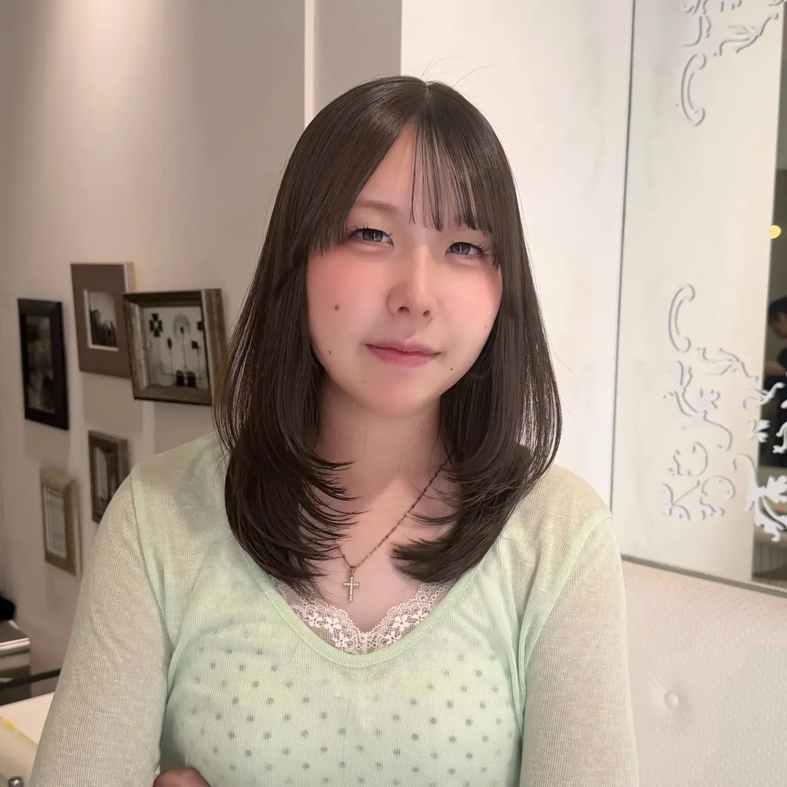 ミディアム カラー ベージュカラー ミント ミントベージュ オレンジ カット ヘアカラー ParveMix 🩶🫧入江 香名のヘアスタイル