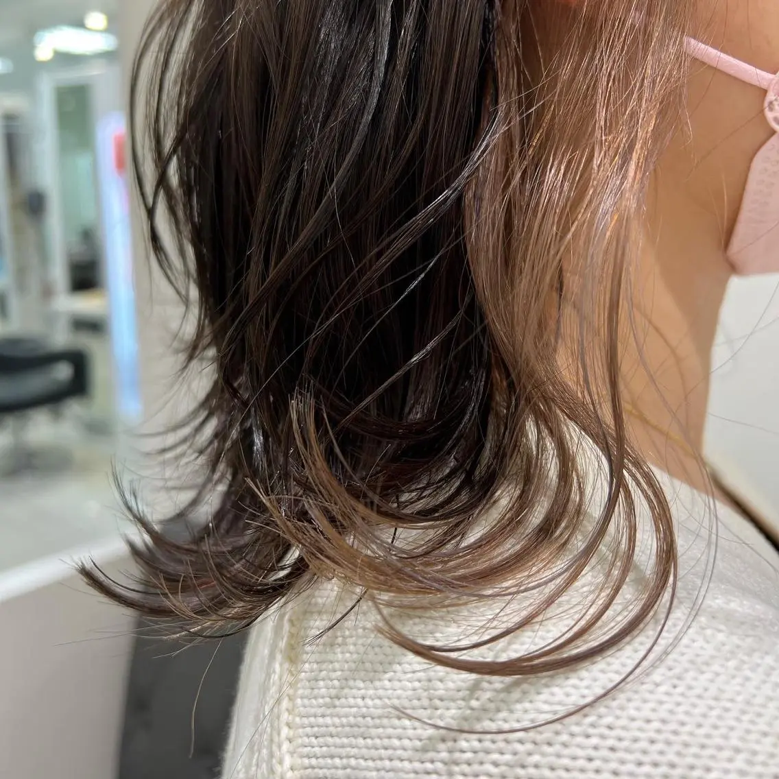 ミディアム カラー ベージュカラー 透明感カラー イヤリングカラー グレージュ ヘアカラー トリートメント 【暖色カラー特化】 中山由梨のヘアスタイル