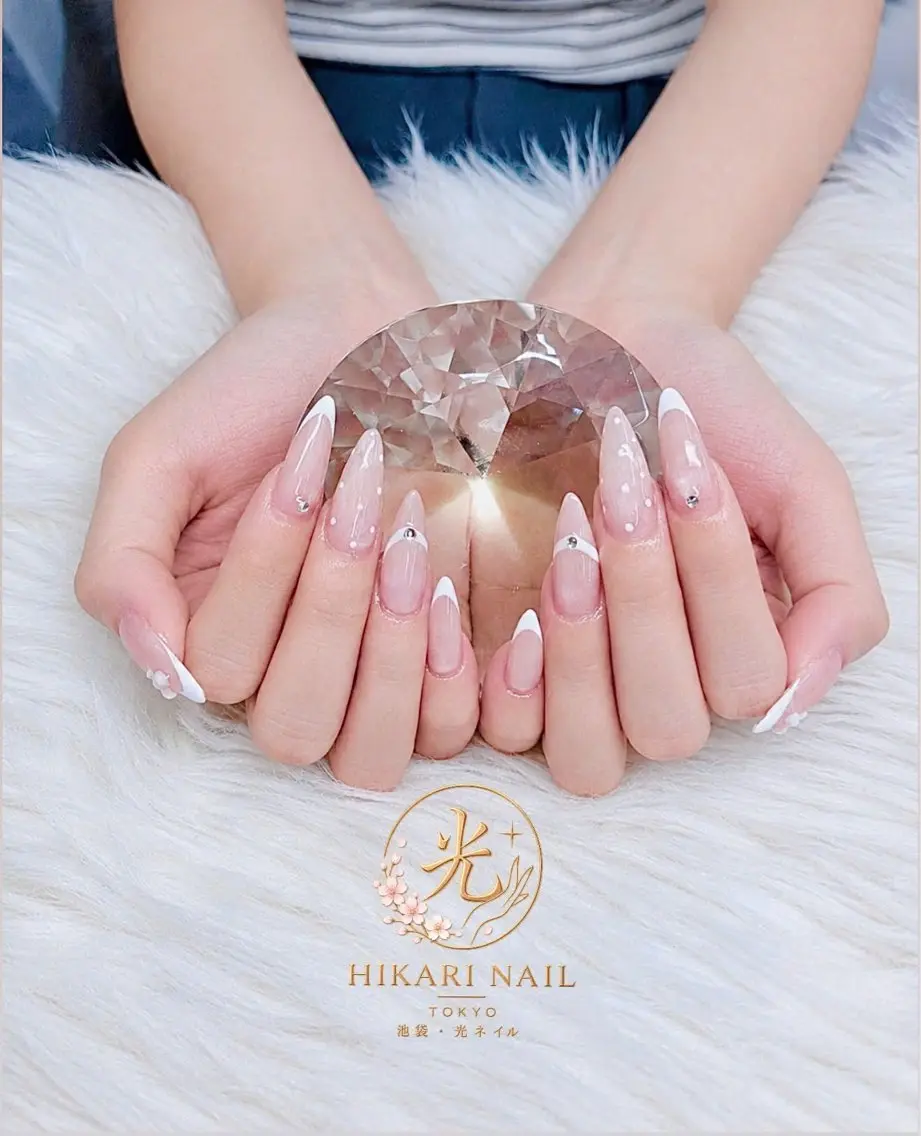 ネイル チークネイル 長さ出し フレンチネイル ガーリー ハロウィン ハンドネイル HikariNail Ikebukuroのネイルデザイン