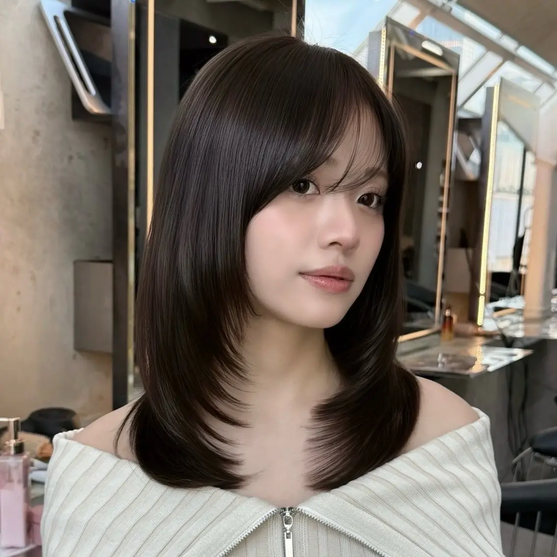 セミロング カラー ヘアカラー 艶髪🐈⬛カラー ❤︎縮毛/ Yuraのヘアスタイル