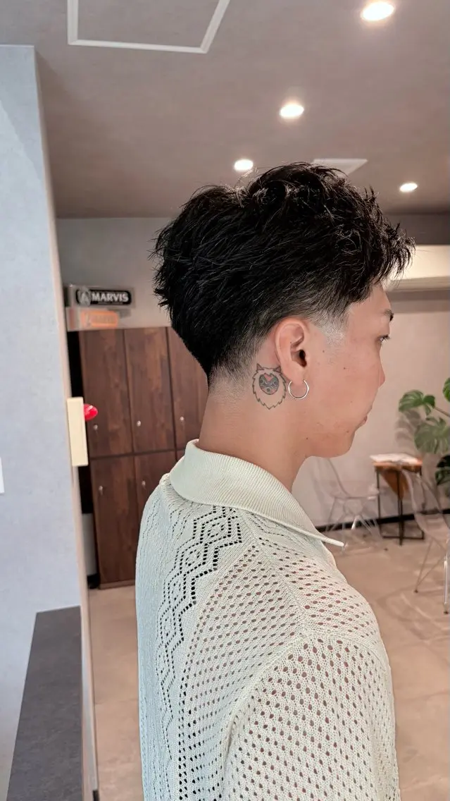 メンズ フェードカット スパイキーショート パーマスタイル特化◎ 永戸圭汰のヘアスタイル