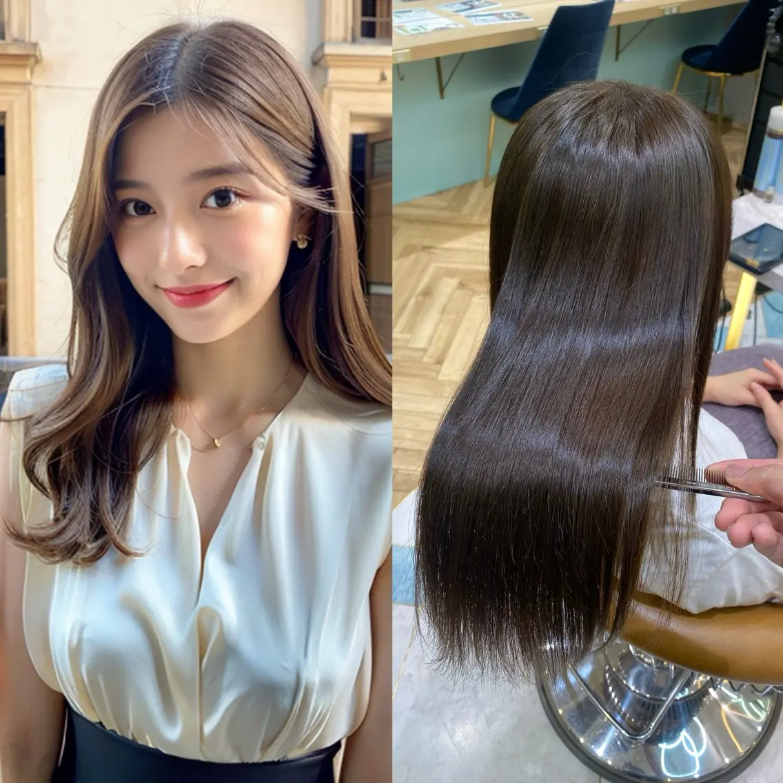 セミロング カラー パーマ ベージュカラー 韓国風ヘア ❣️モテ髪❣️佐野 圭佑のヘアスタイル