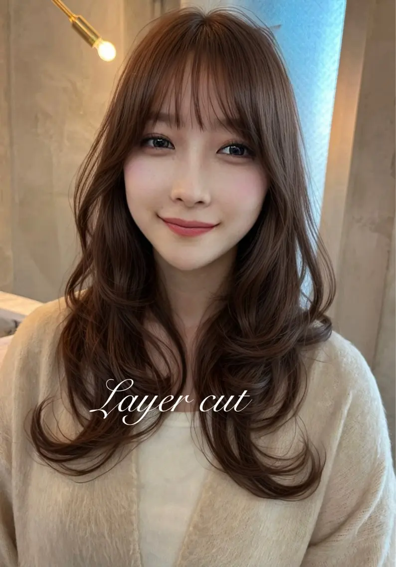 ロング レイヤーカット ロング カット ヘアカラー トリートメント 韓国レイヤー🇰🇷 美髪縮毛矯正🫧拓海のヘアスタイル