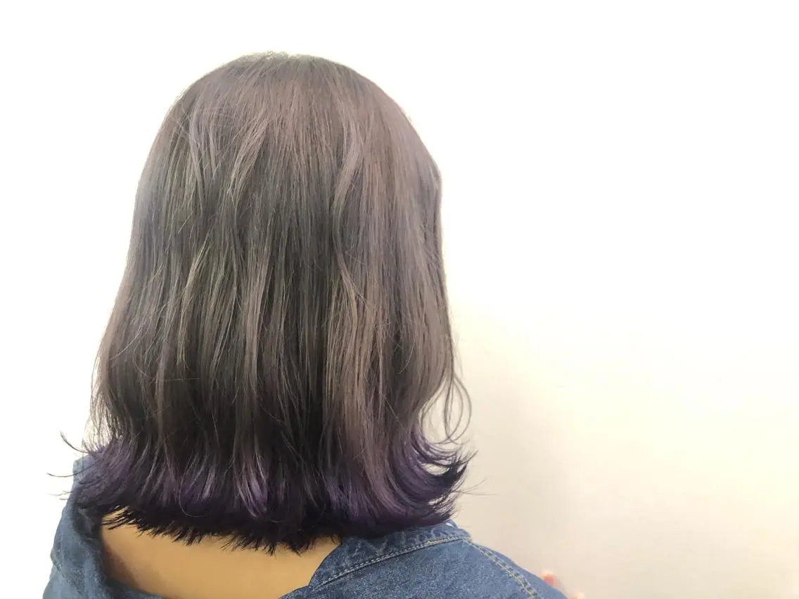 ミディアム カラー バイオレットカラー メンズ レイヤー ウルフ 弓木啓輔のヘアスタイル