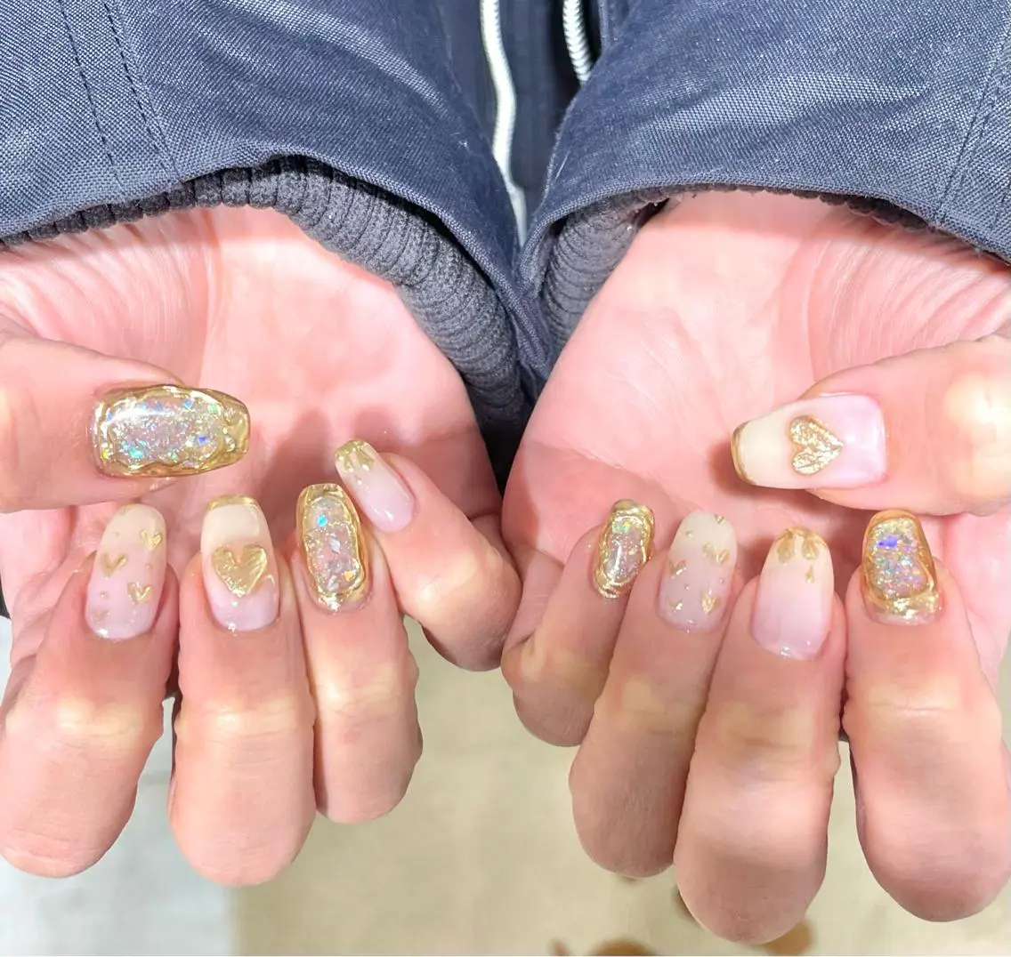 ネイル ジェルネイル ミラーネイル 持ち込み パラジェル Mayu ・*のネイルデザイン