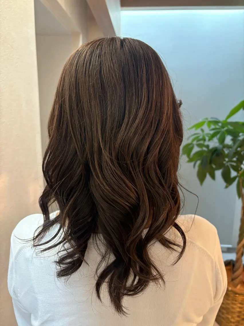 ミディアム カット ヘアカラー トリートメント ヘッドスパ 茉 菜のヘアスタイル