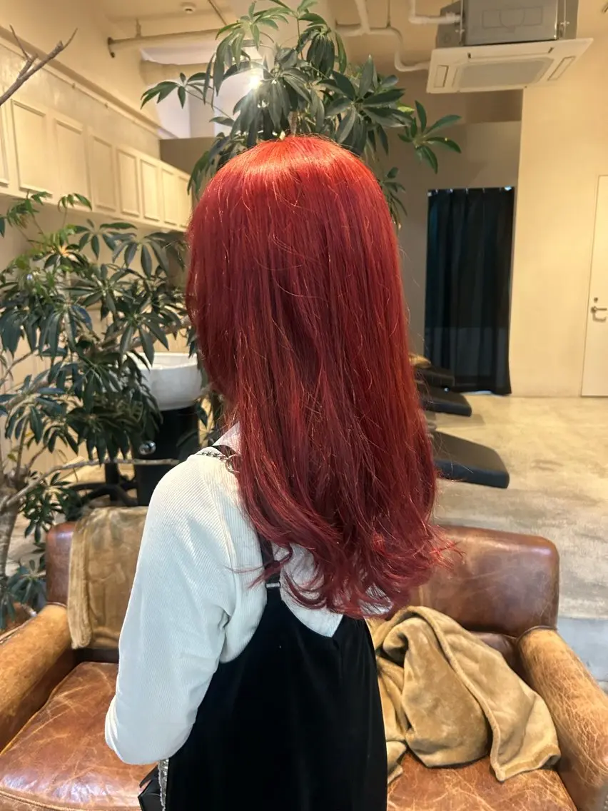ロング カラー カット ヘアカラー 髪質改善×ハイトーン レイヤー天神美容室のヘアスタイル