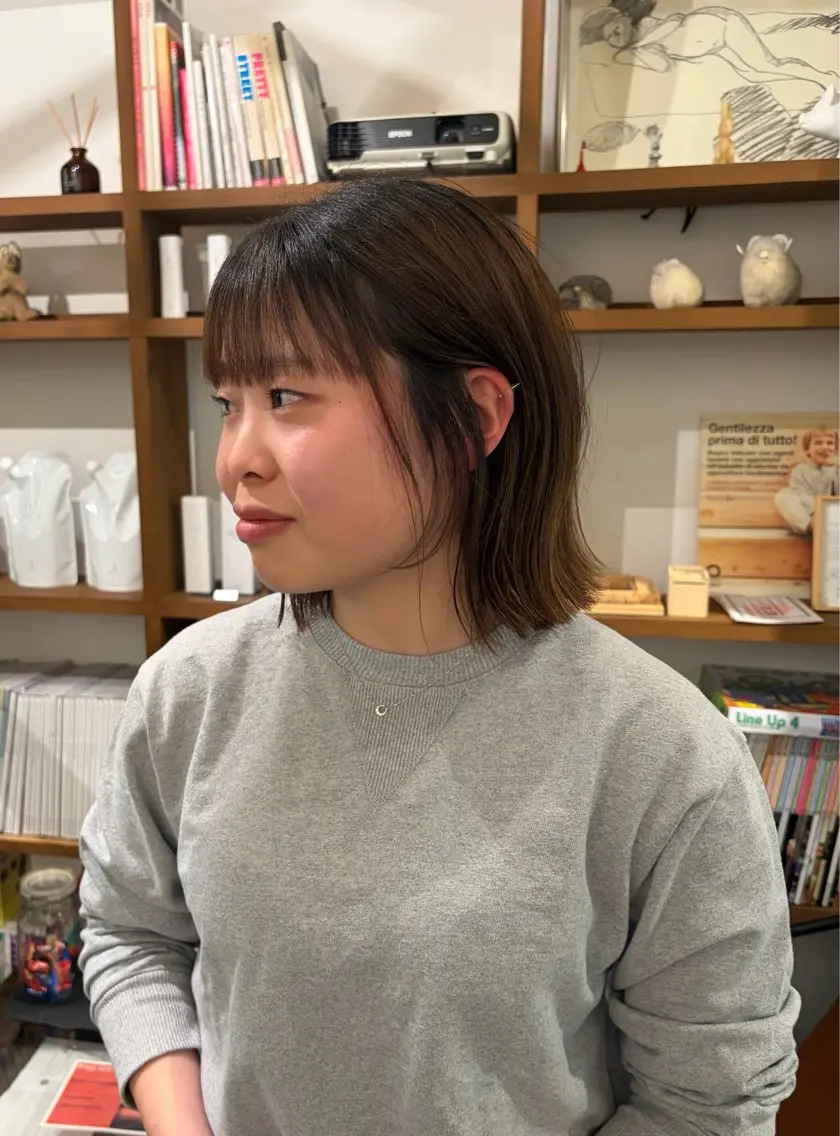ミディアム ボブ カット カットモデル募集 西川二葉のヘアスタイル