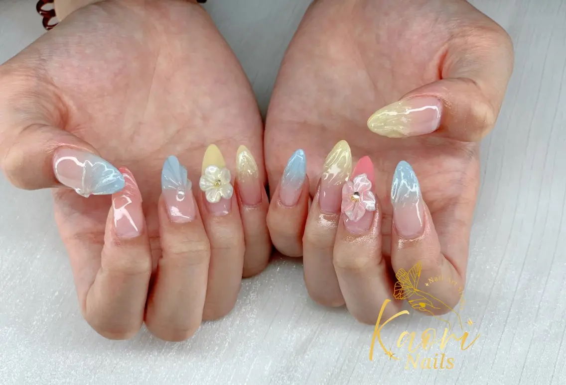 ネイル ジェルネイル 韓国ネイル ニュアンスネイル パラジェル ワンホンネイル Kaori Nailのネイルデザイン